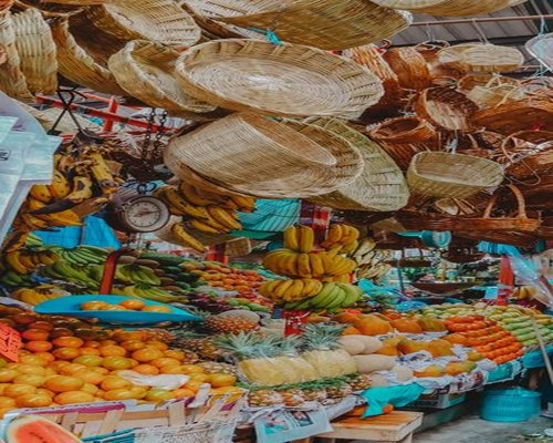 Fresh fruits and vegetables in a traditional Mexican market basket